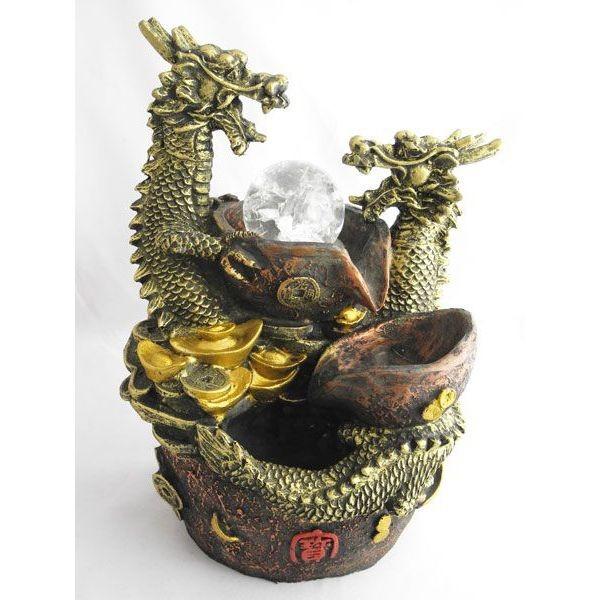 龍の置物 龍 開運双龍 噴水置物 樹脂製 総合運 インテリア 25cm 龍の置物 龍 開運双龍 噴水置物 樹脂製 総合運 インテリア 25cm
