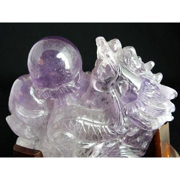 龍 アメジスト 天然石製置物 風水インテリア 12cm | 