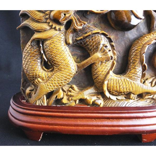 五本指皇帝龍 タイガーアイ 天然石製置物 風水インテリア 20cm |  | 02
