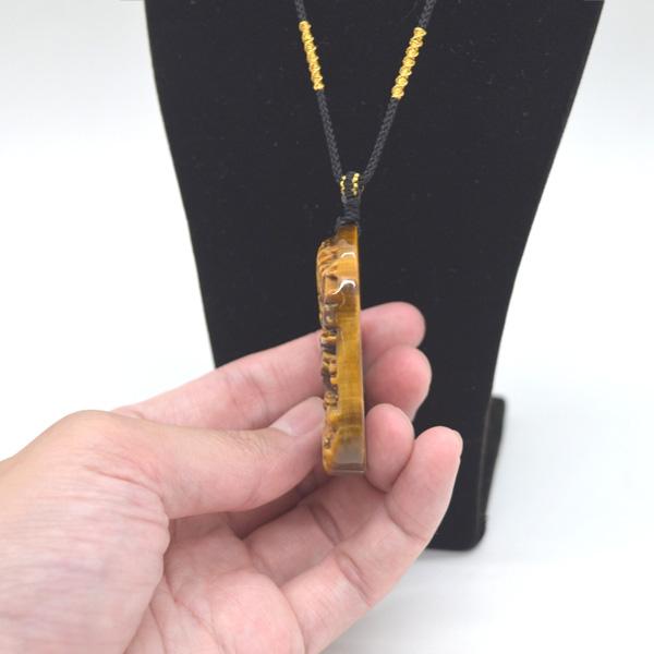 龍彫り ペンダントトップ ネックレス タイガーアイ 5.5cm 虎目石