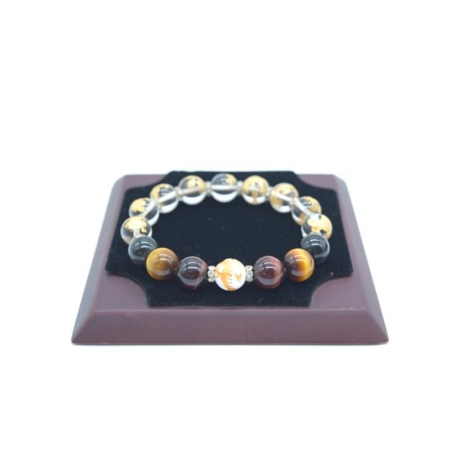 龍彫りと竜生九子ブレスレット 水晶 白オニキス タイガーアイ