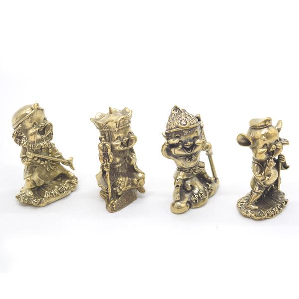 西遊記の置物 四点セット 金属製 5cm 孫悟空 三蔵法師 猪八戒 沙悟浄