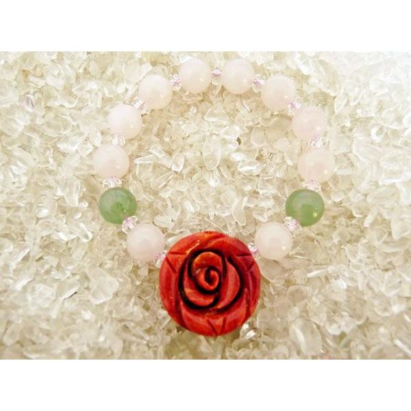 薔薇彫りサンゴ 珊瑚 ローズクォーツ アベンチュリン パワーストーン 天然石ブレスレット 女性のお守り 厄よけ 安産祈願 |  | 01