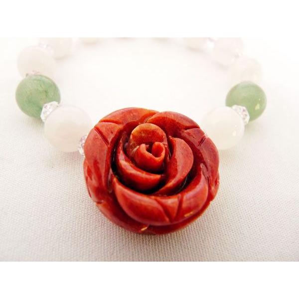 薔薇彫りサンゴ 珊瑚 ローズクォーツ アベンチュリン パワーストーン 天然石ブレスレット 女性のお守り 厄よけ 安産祈願 |  | 03