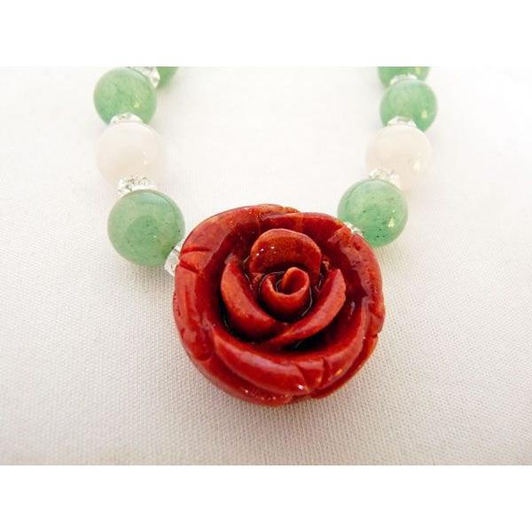 薔薇彫りサンゴ 珊瑚 ローズクォーツ アベンチュリン パワーストーン 天然石ネックレス 首飾り 女性のお守り 厄よけ 安産祈願 |  | 01