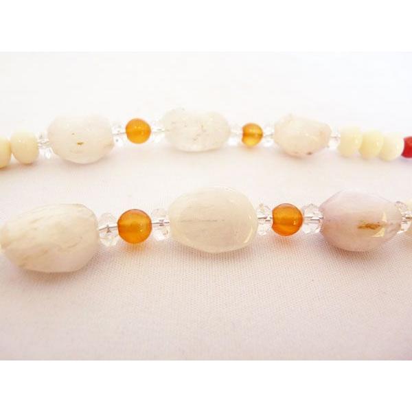 薔薇彫りサンゴ 珊瑚 白サンゴ クンツァイト カーネリアン パワーストーン 天然石ネックレス  首飾り 女性のお守り 厄よけ 安産祈願 癒し 深い愛 |  | 01
