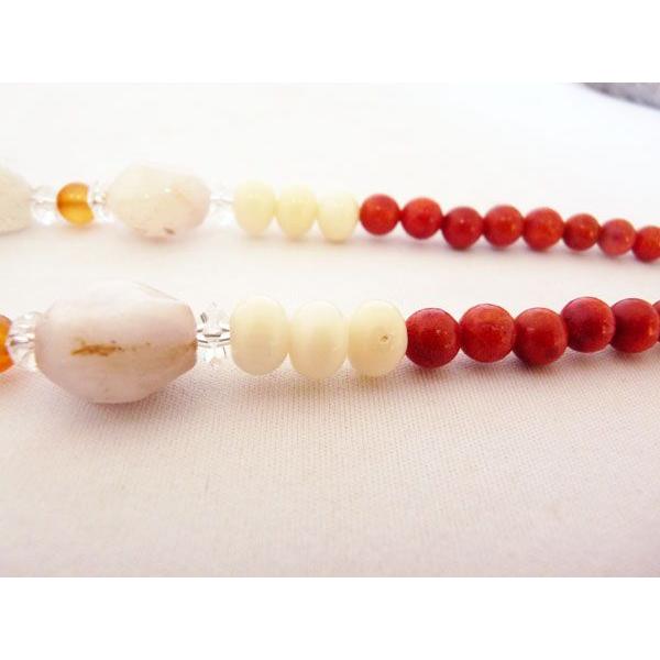 薔薇彫りサンゴ 珊瑚 白サンゴ クンツァイト カーネリアン パワーストーン 天然石ネックレス  首飾り 女性のお守り 厄よけ 安産祈願 癒し 深い愛 |  | 02