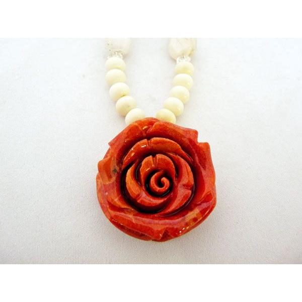 薔薇彫りサンゴ 珊瑚 白サンゴ クンツァイト カーネリアン パワーストーン 天然石ネックレス  首飾り 女性のお守り 厄よけ 安産祈願 癒し 深い愛 |  | 04