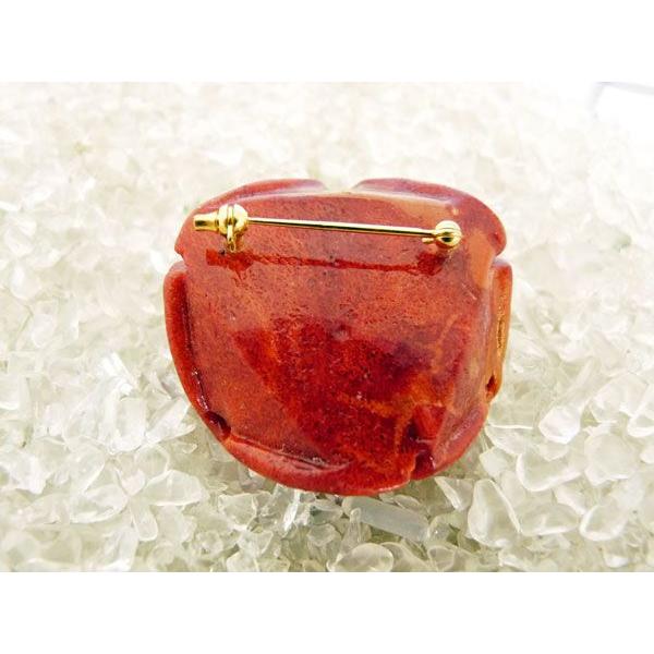 薔薇彫りサンゴ 珊瑚 ブローチ 天然石アクセサリー 44mm |  | 03