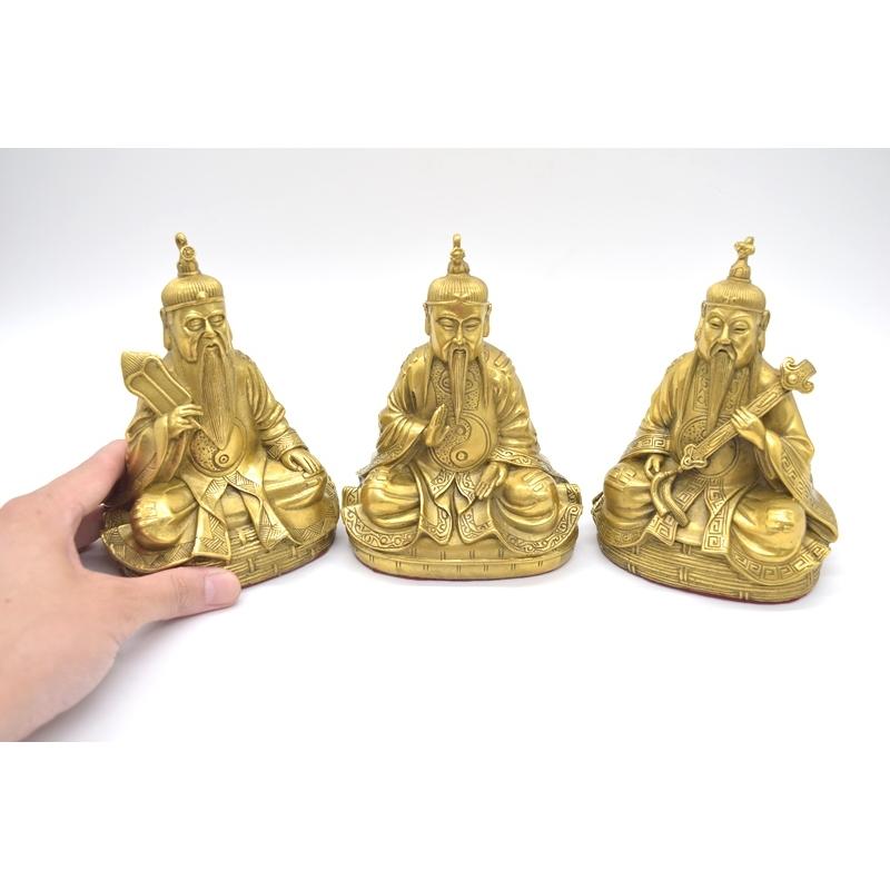 仏教美術 仏像 三清道祖 元始太上老君道徳霊宝天尊神像 銅製品 工芸品 置物 三清道祖 道徳天尊 神元始天尊 霊宝天尊 銅製置物 三柱セット 16cm