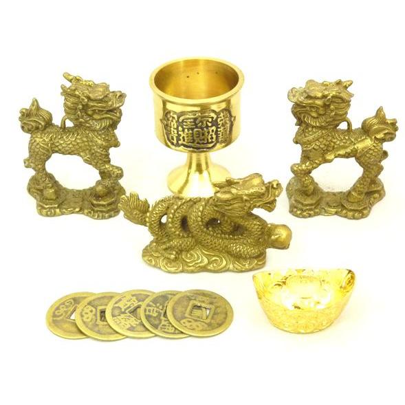 龍 麒麟 置物 銅杯 元宝 古銭 風水インテリア 全体運 初めての風水セット |  | 01