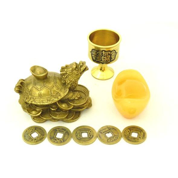 龍亀 ドラゴンタートル ロングイ 銅杯 元宝 古銭 金運 財運 事業運 初めての風水セット |  | 01