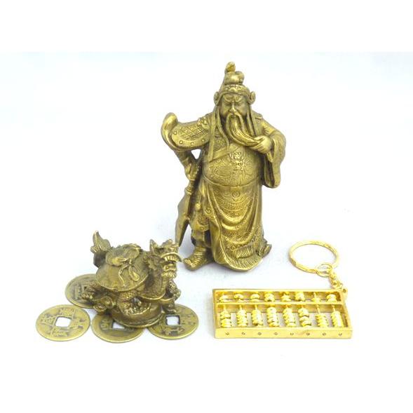 関羽 龍亀 ロングイ 置物 そろばん 古銭 商売繁盛 事業運 初めての風水セット |  | 01