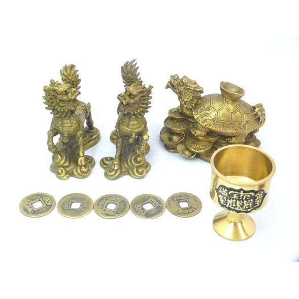 龍亀 ロングイ 麒麟置物 銅杯 古銭 風水インテリア 金運 人間関係 商売繁盛 初めての風水セット |  | 01