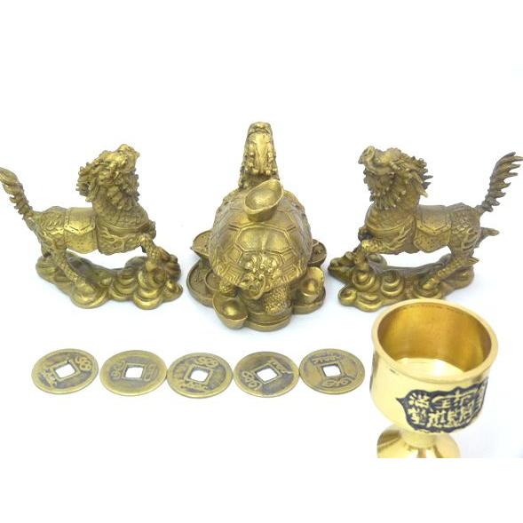 龍亀 ロングイ 麒麟置物 銅杯 古銭 風水インテリア 金運 人間関係 商売繁盛 初めての風水セット |  | 02