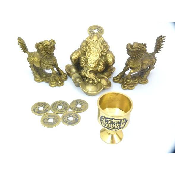 三脚蟾蜍 麒麟 銅製置物 銅杯 古銭 三本脚の蛙 風水セット 風水インテリア 風水インテリア 金運 人間関係 商売繁盛 |  | 02