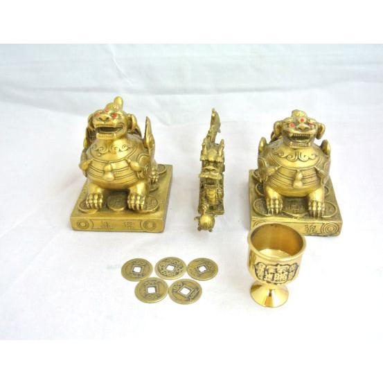 貔貅 ヒキュウ 龍置物 牛鈴 銅杯 古銭 風水インテリア 財運 全体運 初めての風水セット |  | 01