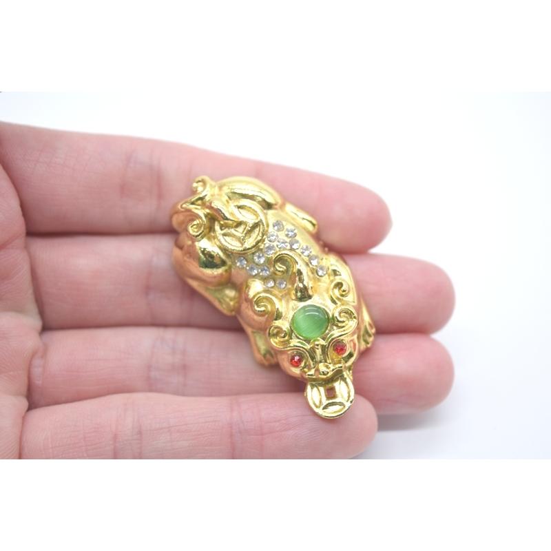 貔貅 置物 三脚蟾蜍 二体セット 古銭 福飾付き 金属製 メッキ加工 金色 |  | 05