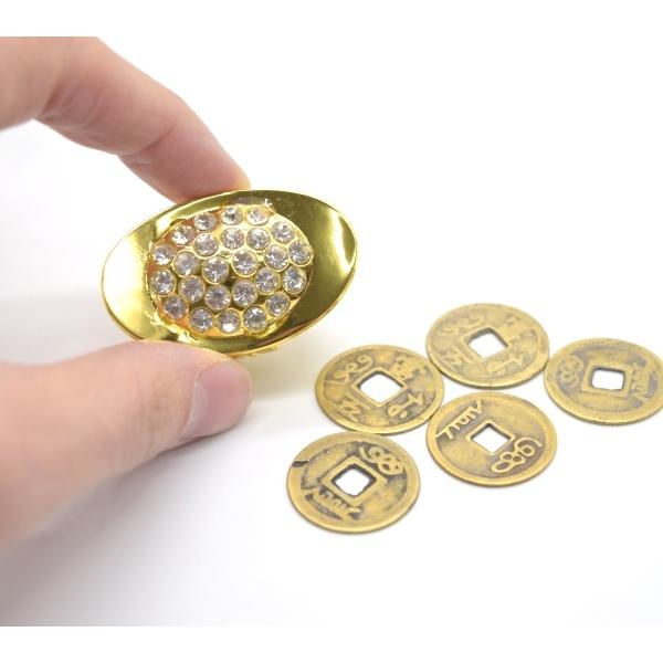 元宝 古銭五枚付き 風水セット 金属製置物 招財アイテム |  | 02