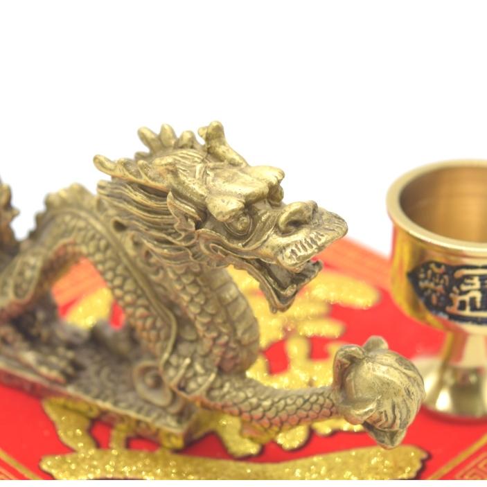 龍 曲線タイプ 銅製置物 銅杯 古銭三枚付き 風水セット 龍 曲線タイプ 銅製置物 銅杯 古銭付き 風水セット : 横浜中華街