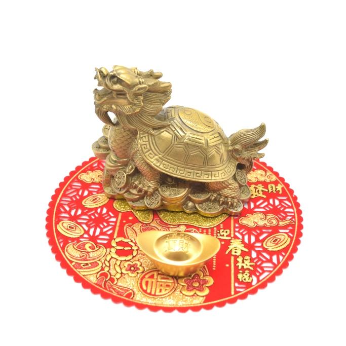 龍亀 置物 ドラゴンタートル 銅製 風水セット 元宝 敷物付き 龍亀 置物 ドラゴンタートル 銅製 風水セット 元宝 敷物付き