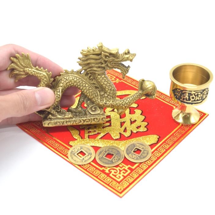 龍 銅製置物 銅杯 古銭付き 風水セット 小 |  | 02