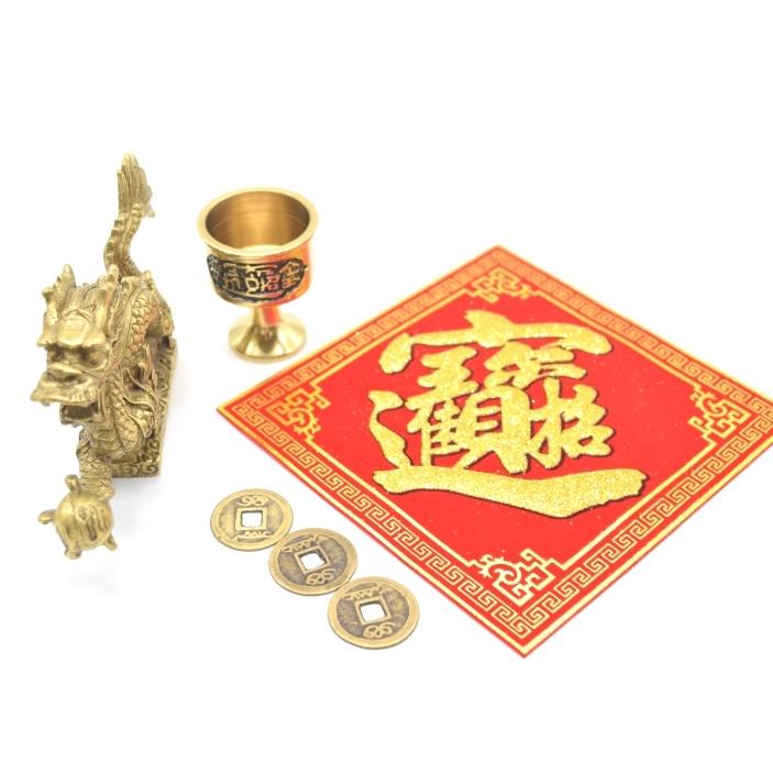 龍 銅製置物 銅杯 古銭付き 風水セット 小 |  | 03