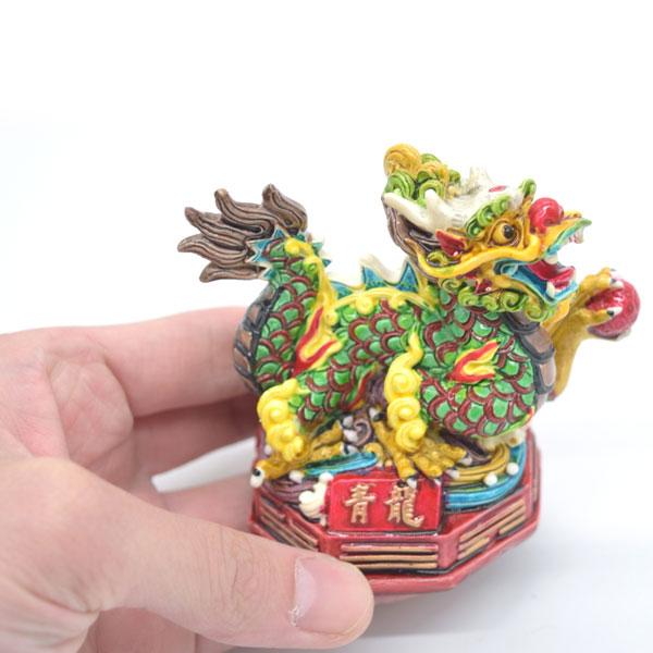 辰 龍の置物 青龍 樹脂製 9cm 東 守護神 四神相応 彩色済み パワー