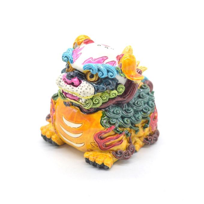獅子 風水インテリア フルカラー彩色 樹脂製置物 6.5cm 魔除け : 横浜