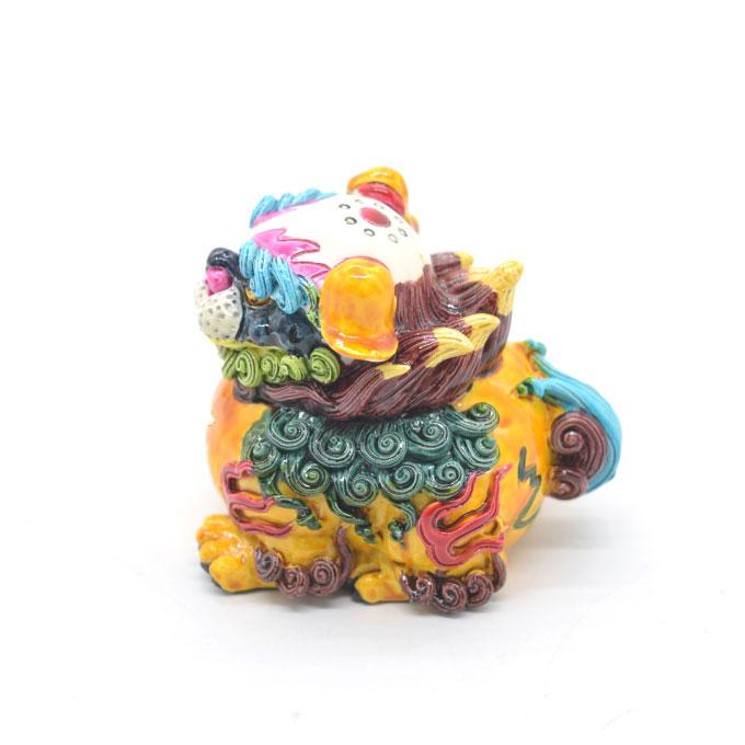 獅子 風水インテリア フルカラー彩色 樹脂製置物 6.5cm 魔除け : 横浜
