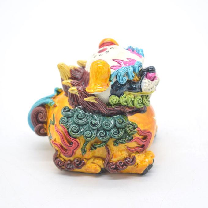 獅子 風水インテリア フルカラー彩色 樹脂製置物 6.5cm 魔除け : 横浜