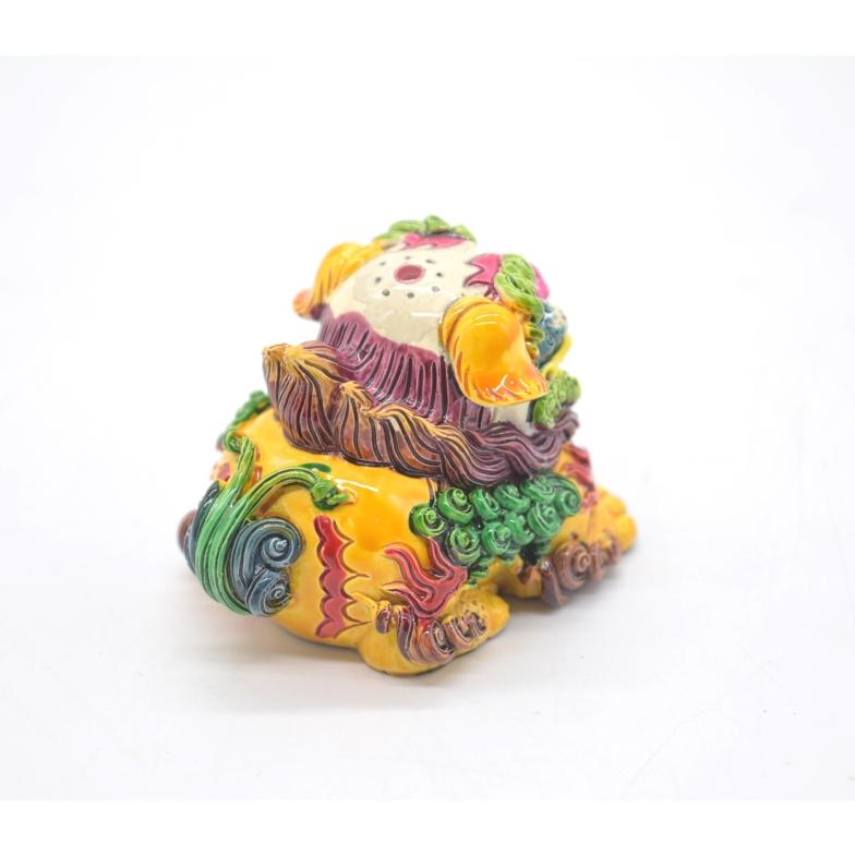 獅子 風水インテリア フルカラー彩色 樹脂製置物 4cm 魔除け : 横浜