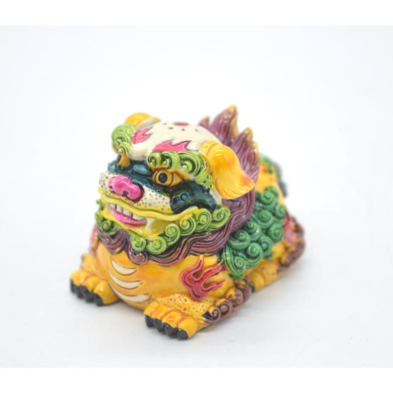 獅子 風水インテリア フルカラー彩色 樹脂製置物 4cm 魔除け : 横浜