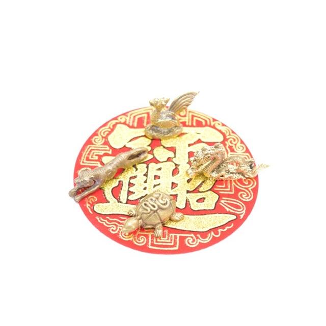 メール便OK】 青龍 朱雀 白虎 玄武 四神 ミニチュア 銅製置物 四体