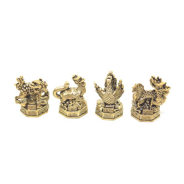四神 セット 青龍 朱雀 白虎 玄武 台座付きミニチュア 4.5cm 金属製