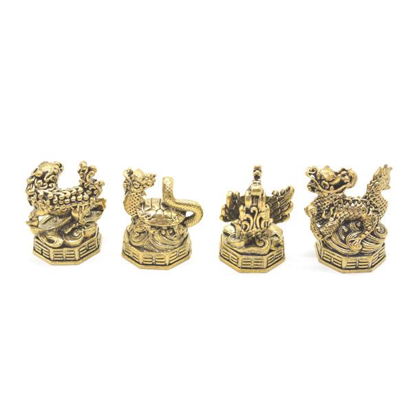四神 セット 青龍 朱雀 白虎 玄武 台座付きミニチュア 4.5cm 金属製
