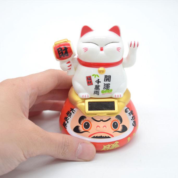 動く招き猫 ダルマ台座 ソーラー 太陽光 電池不要 雑貨 プラスチック製