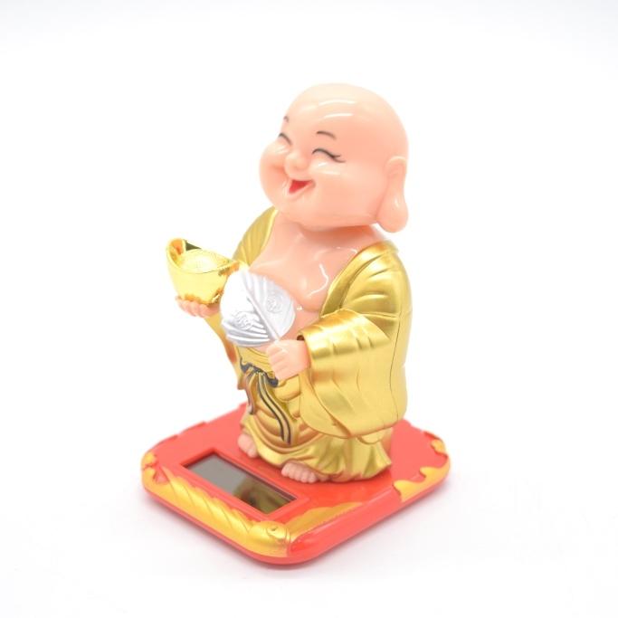 布袋様 置物 笑佛 笑い仏 ソーラー 太陽光 電池不要 中華雑貨