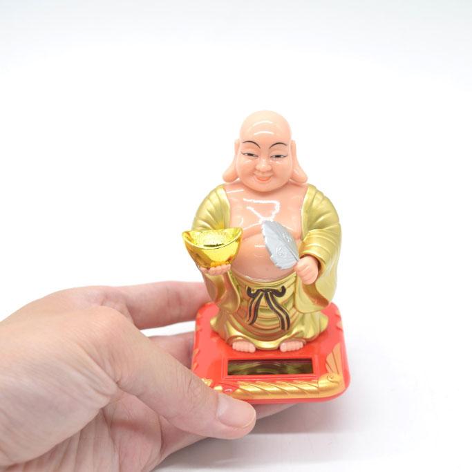 布袋様 置物 笑佛 笑い仏 ソーラー 太陽光 電池不要 中華雑貨