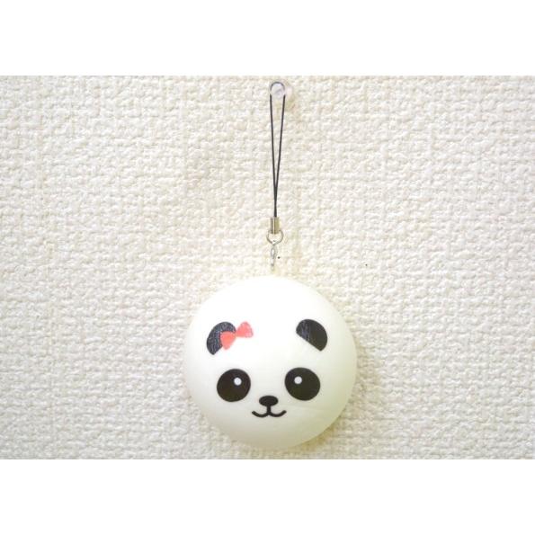 パンダ 赤リボン スクイーズ もちもち触感 ストラップ 丸型 大 | 