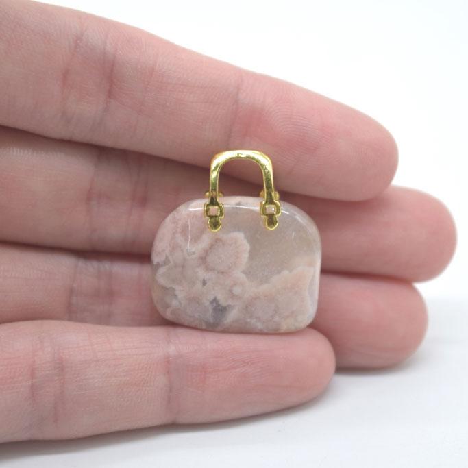 選べる三種類の天然石オブジェ バッグ型 瑪瑙 水晶 タイガーアイ 3cm