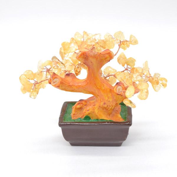 招財樹 シトリン 黄水晶 風水インテリア 天然石置物 15cm 金運 財運