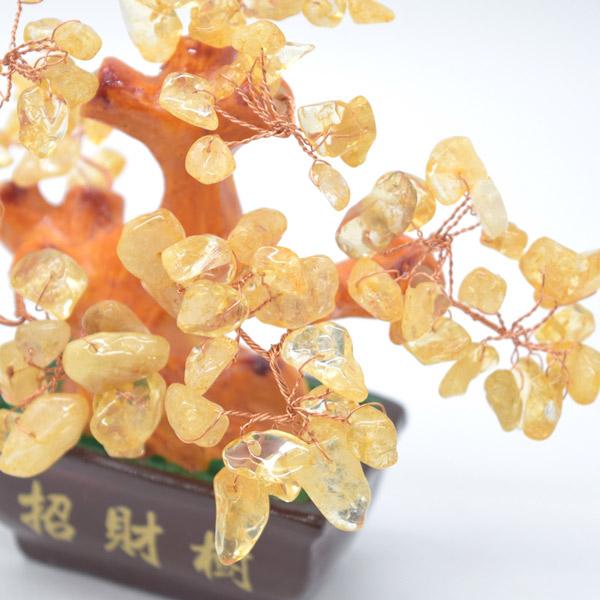 招財樹 シトリン 黄水晶 風水インテリア 天然石置物 15cm 金運 財運