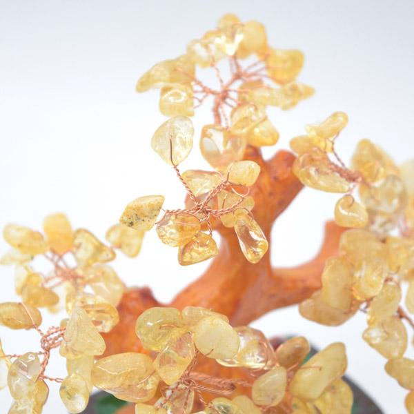招財樹 シトリン 黄水晶 風水インテリア 天然石置物 15cm 金運 財運