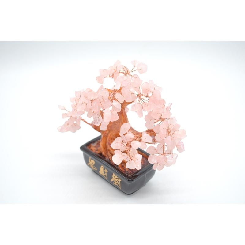 招財樹 ローズクォーツ 紅水晶 風水インテリア 天然石置物 15cm 恋愛運