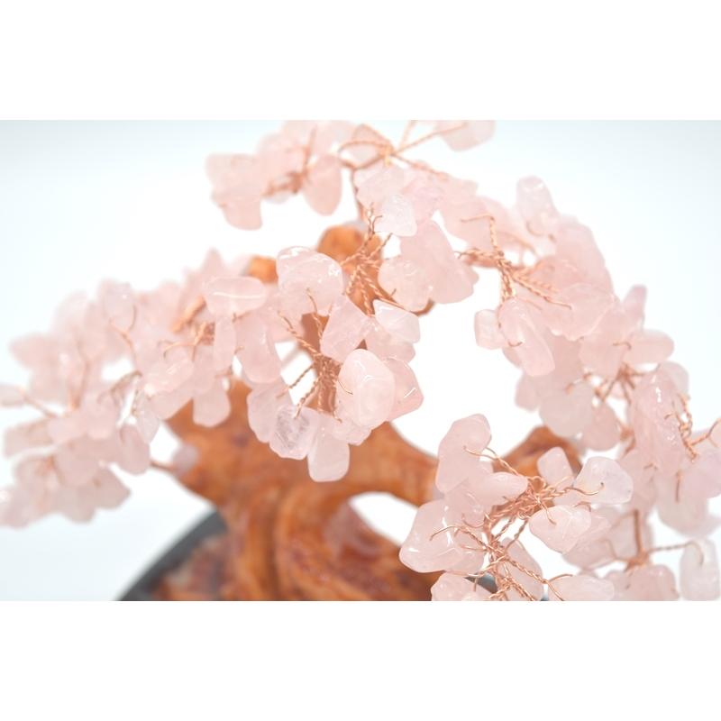 招財樹 ローズクォーツ 紅水晶 風水インテリア 天然石置物 15cm 恋愛運