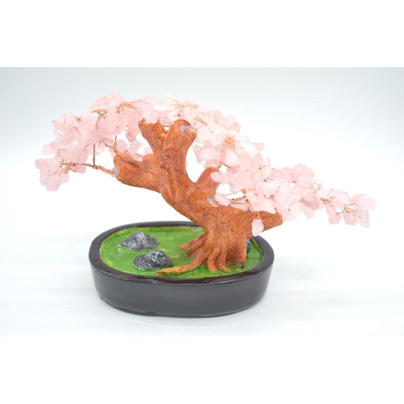 招財樹 ローズクォーツ 紅水晶 風水インテリア 天然石置物 20cm 恋愛運