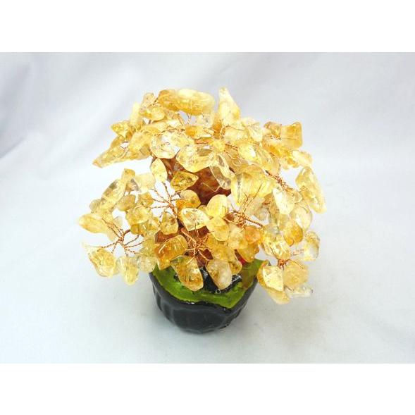 シトリン ダブルポイントの置物透明・黄色 約15cm 木製台座付