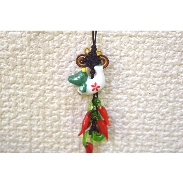 【メール便OK】 唐辛子 とうがらしストラップ 陶器干支 十二支 辰 龍 | 