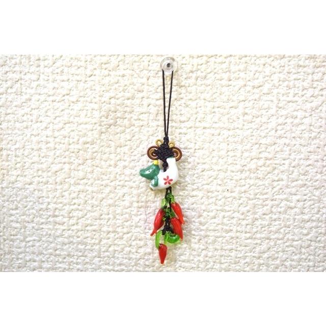 【メール便OK】 唐辛子 とうがらしストラップ 陶器干支 十二支 辰 龍 |  | 01